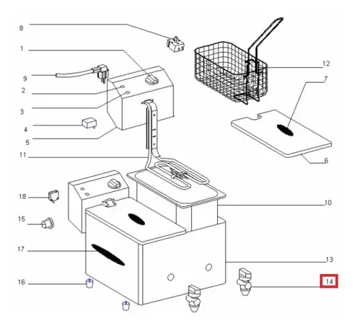 Кран для слива масла B10014 для фритюрницы электр. т.м. ROLLER GRILL, серии FD