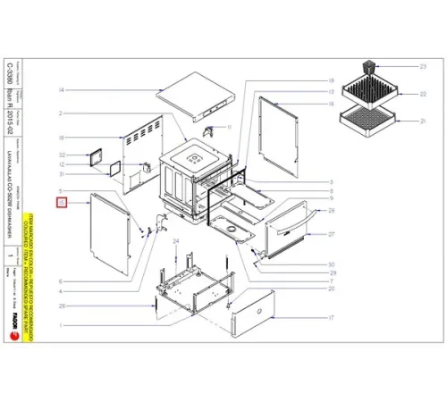 Панель боковая левая 12122224 для машины посудомоечной т.м. FAGOR, серии CO