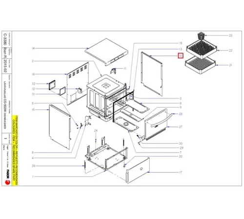 Панель боковая правая 12122222 для машины посудомоечной т.м. FAGOR, серии CO