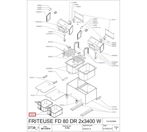 Корзина F04038 для фритюрницы т.м. ROLLER GRILL модели FD 80 R, FD 80DR