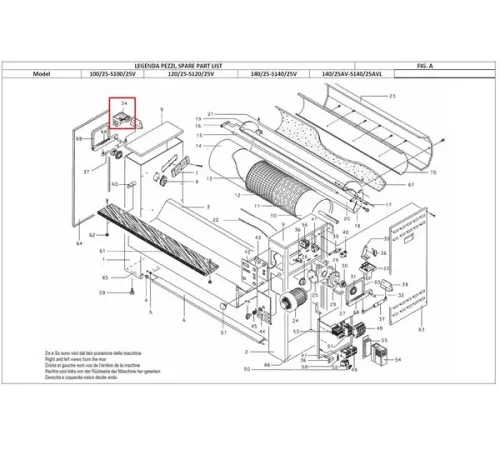 Опора крышки правая 12045519 (GR543014005501) для машины гладильной т.м. FAGOR серии PE