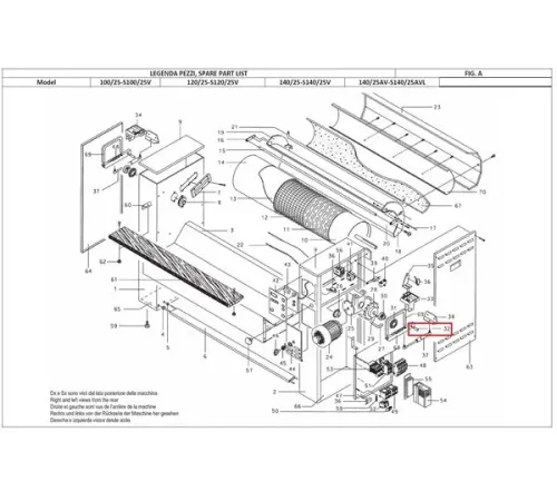 Ось зубчатой рейки 12045025 (GR540405001240) для машины гладильной т.м. FAGOR серии PE