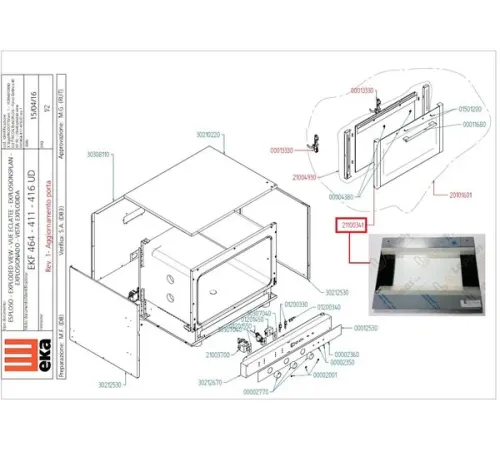 Стекло дверное наружное 21100341 для печи конвекционной серии EKF