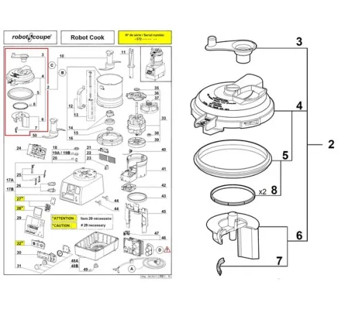 Крышка в сборе 39641 для куттера с подогревом т.м. Robot Coupe серии Robot Cook