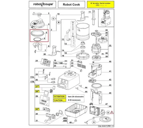 Уплотнение крышки в сборе 39638 для куттера с подогревом т.м. Robot Coupe серии Robot Cook