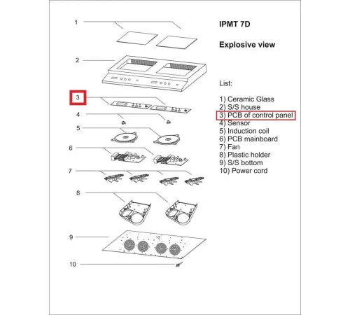 Плата электронная #3 (новая) для пульта управления для плиты индукционной т.м. EKSI, мод.IPMT 7D