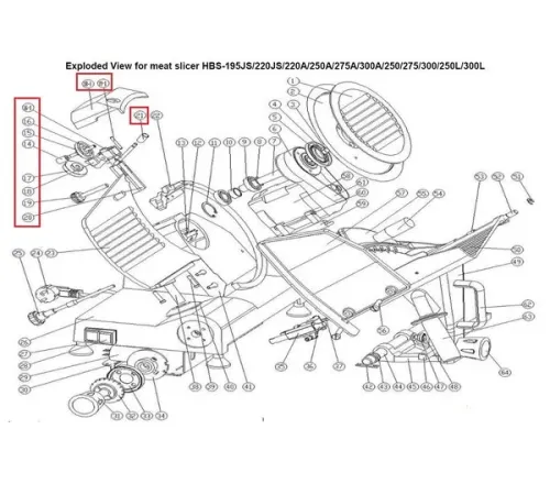 Механизм заточной в сборе #14-#21 для слайсера т.м. EKSI серии HBS, мод. HBS-250A