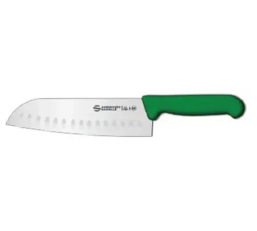 Нож Sanelli Ambrogio серии Supra Colore, SC50018G, Santoku с возд/карманами 180 мм, зеленый
