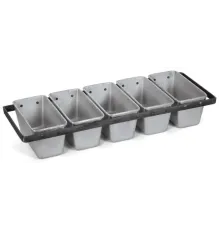 Форма хлебная алюм.литая №10-1 (195х100х95 мм), 5-секционная, с ручками, 600мм