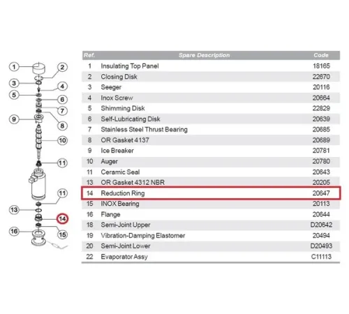 Кольцо уплотнительное 20647 для льдогенератора т.м. BREMA, серии G