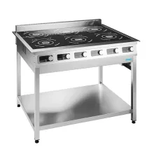 Плита электр. индукционная модель ПЭИ-6/G3 (6 конфорок 3х3,5 и 3х5кВт, 220/380, на подставке)