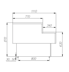 Прилавок нейтральный серии GC110 N 1,25-7 (П-1,25 Carboma GC110) Ral9006