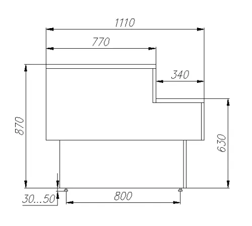 Прилавок нейтральный серии GC110 N 1,25-7 (П-1,25 Carboma GC110) Ral9006