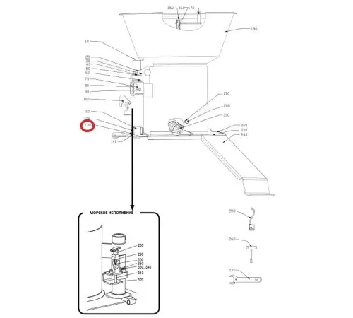 Втулка держателя 37100 д/машины д/резки овощей т.м. HALLDE мод. RG-400