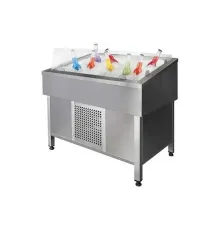 Витрина для выкладки соков и фруктов на льду тип VJg, мод. VJg/1000 (стекло с 3х сторон, увлажнение)