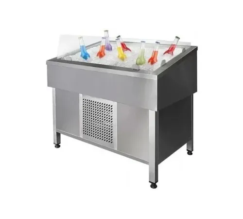 Витрина для выкладки соков и фруктов на льду тип VJg, мод. VJg/1000 (стекло с 3х сторон, увлажнение)