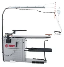 Стол гладильный Pony серии RECORD maxi + пар-р 20л, ТЭНы 18 кВт, F.3R, F.4R, доп педали, осв., рельс, подвес